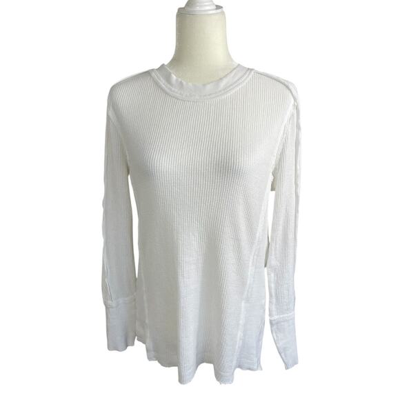 Sundance Waffle Knit Crewneck Long Sleeve Shirt Size Large Velvet Trim Boho - Picture 3 of 10